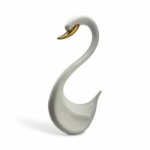 Vintage Arnel’s Ceramic Swan Figurine with Gold Beak – Elegant Home Decor